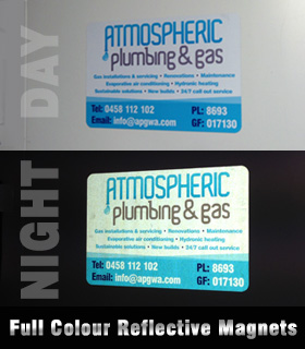 Full Colour Reflective Car Magnets.
Really catch the eye during the day and night.